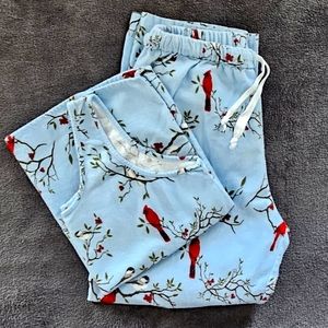 Vermont Country Store Ladies Blue with Cardinal Flannel PJs Size L